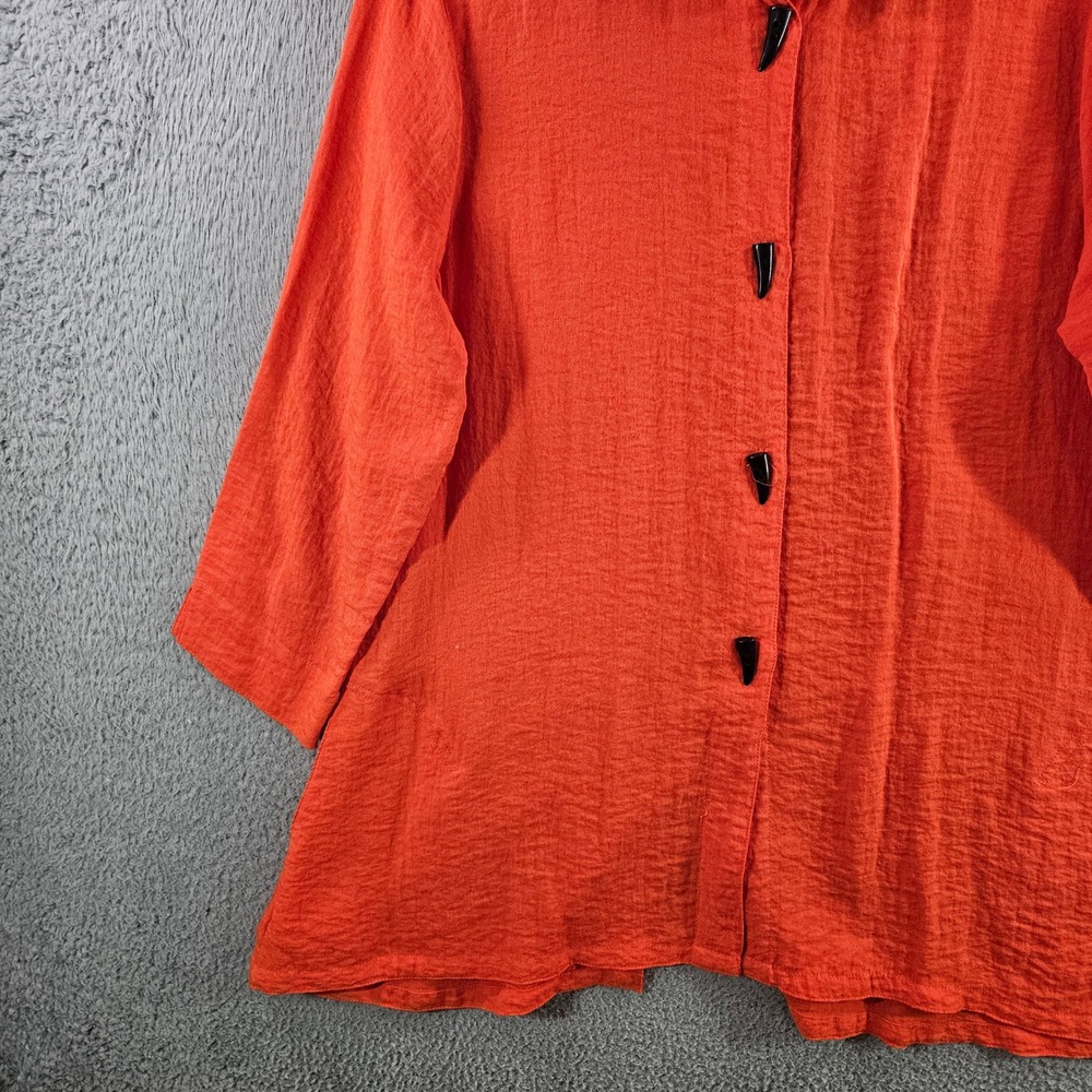 John Mark Orange Textured Button Front Shirt Togg… - image 2